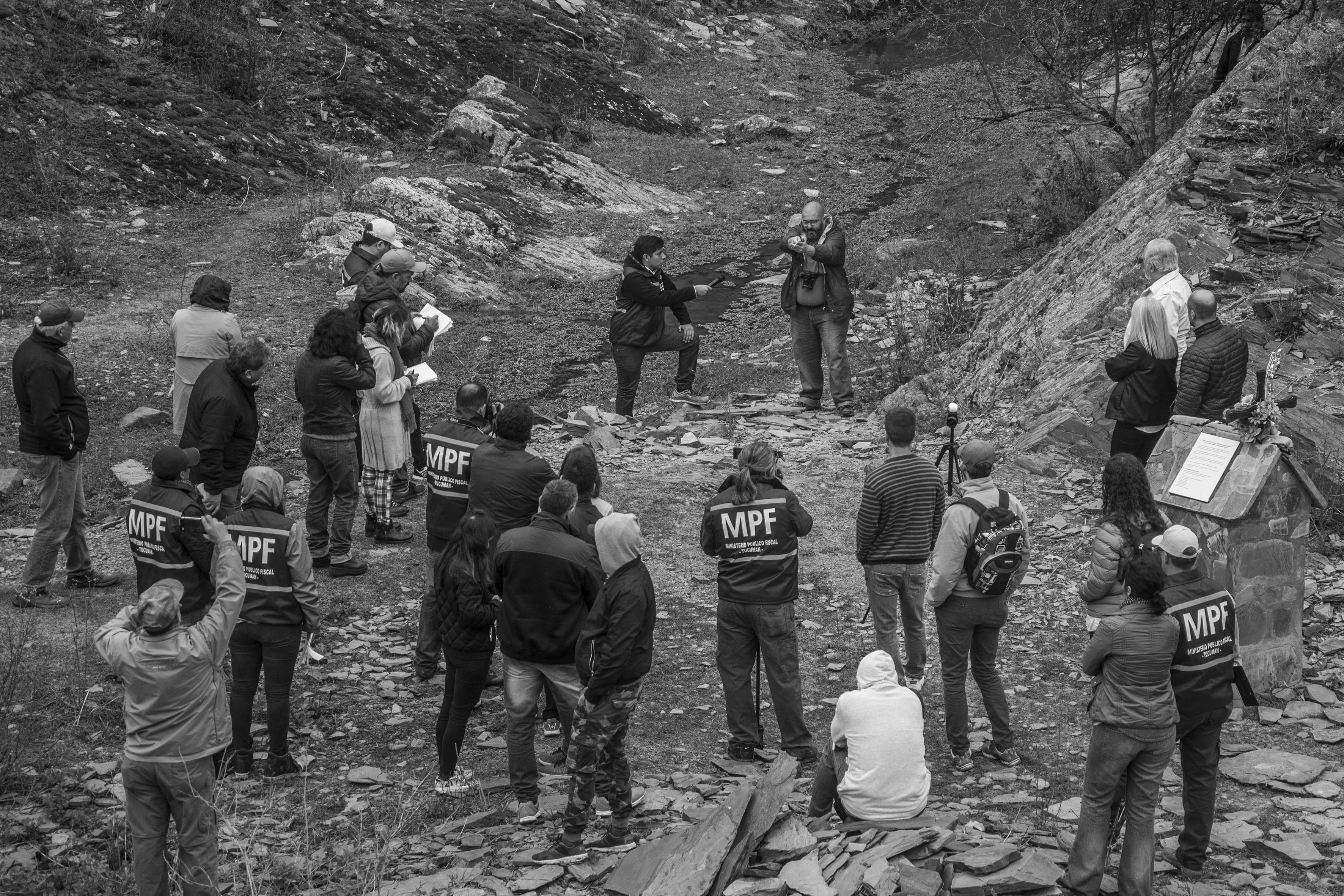 El Chorro, Tucumán, Argentina. Octubre 02/2018. Reconstrucción del asesinato a Javier Chocobar. El imputado Darío Luis Amín (calvo) da su versión de los hechos.